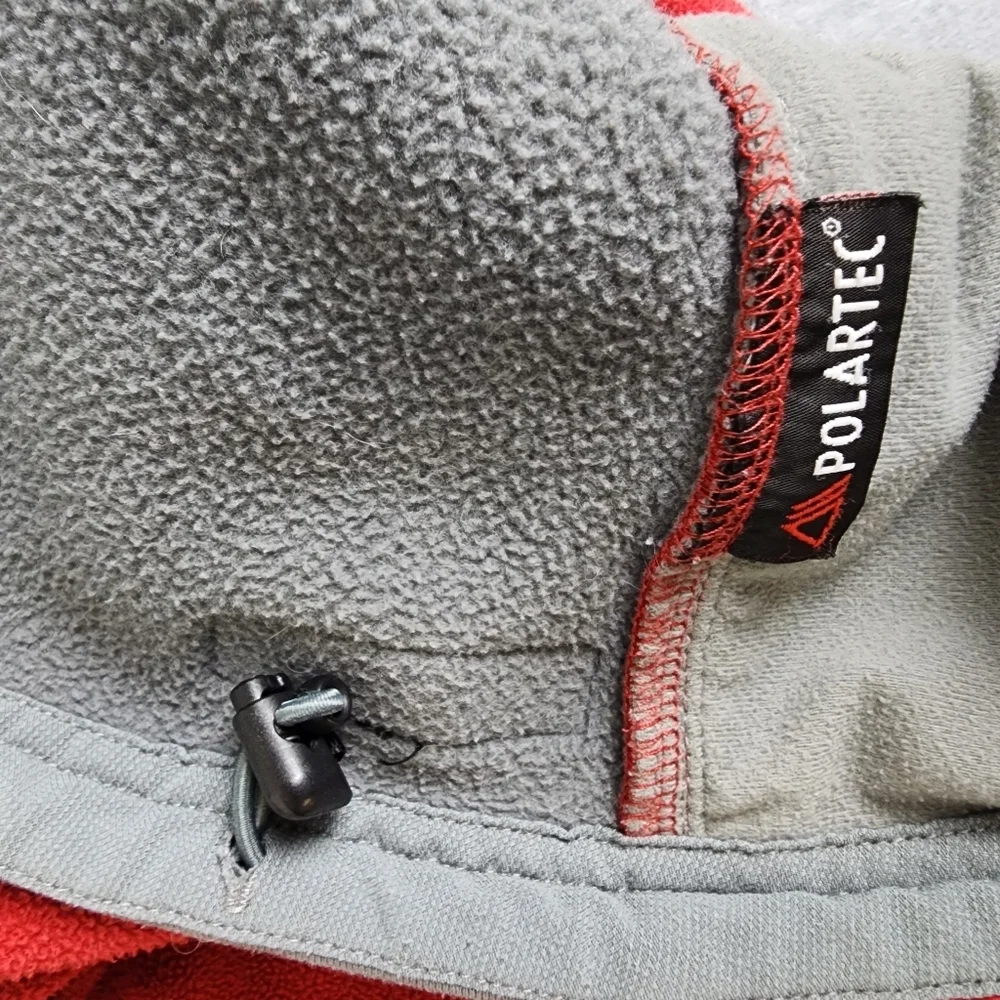 REI POLARTEC Red And Gray Full Zip Jacket Fleece Front Zip Pockets
